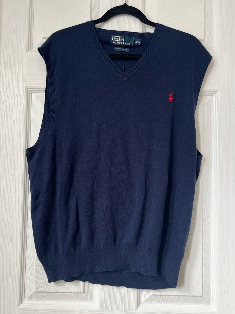 Polo by Ralph Lauren Men's Navy V-Neck Cotton Sweater Vest size XXL